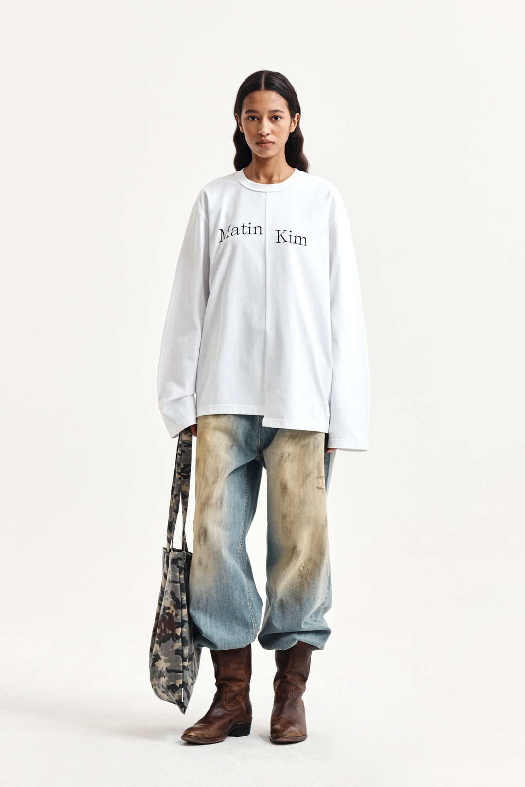 Matin Kim Asymmetric Logo Top — White