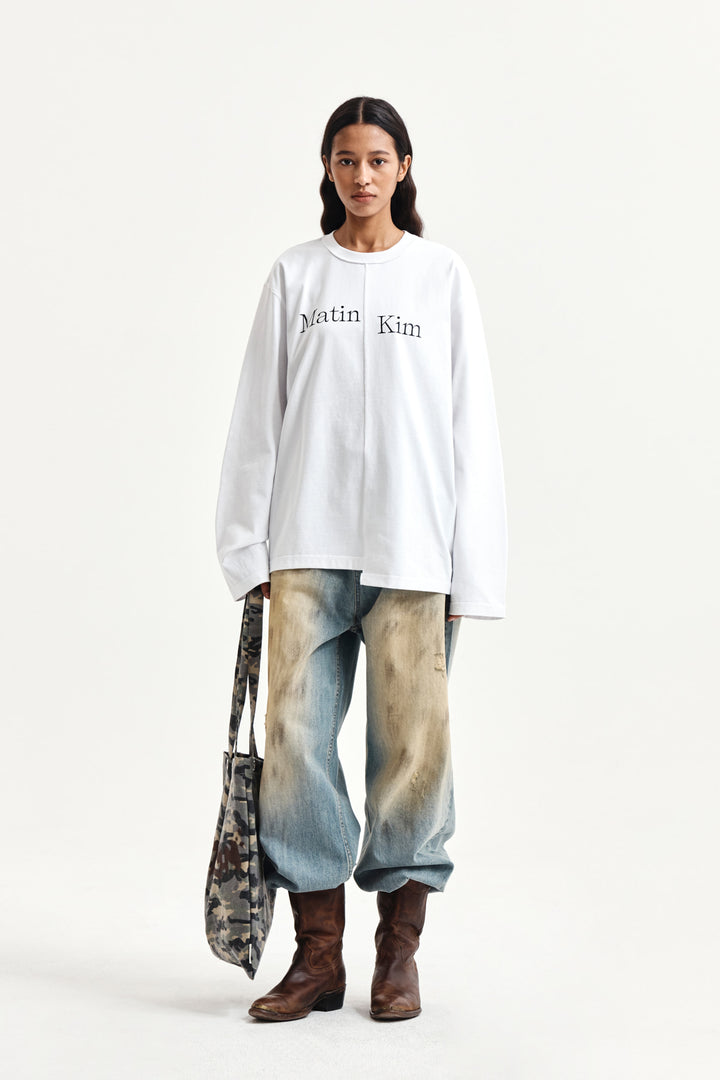 Matin Kim Asymmetric Logo Top — White