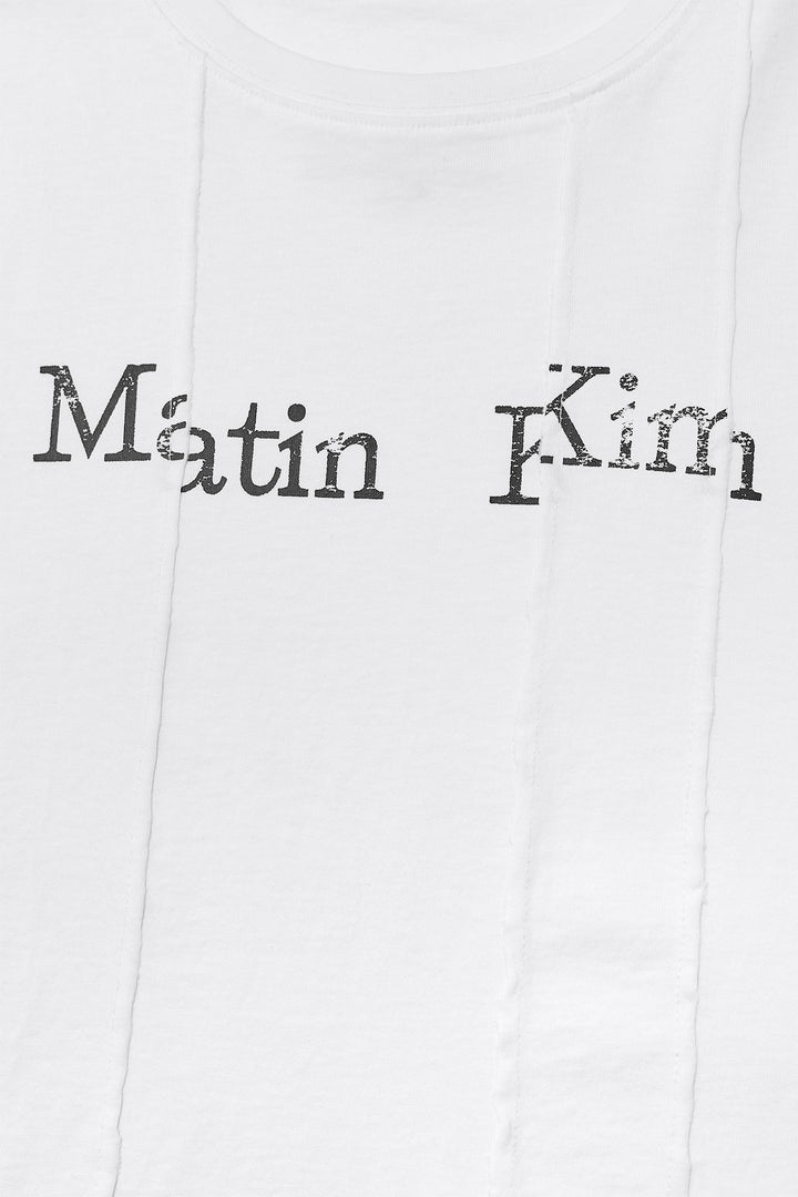 Matin Kim Unbalance Logo Crop Top — White