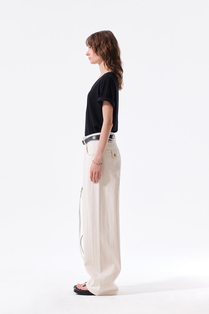 Matin Kim Label Point U Neck Top — Black