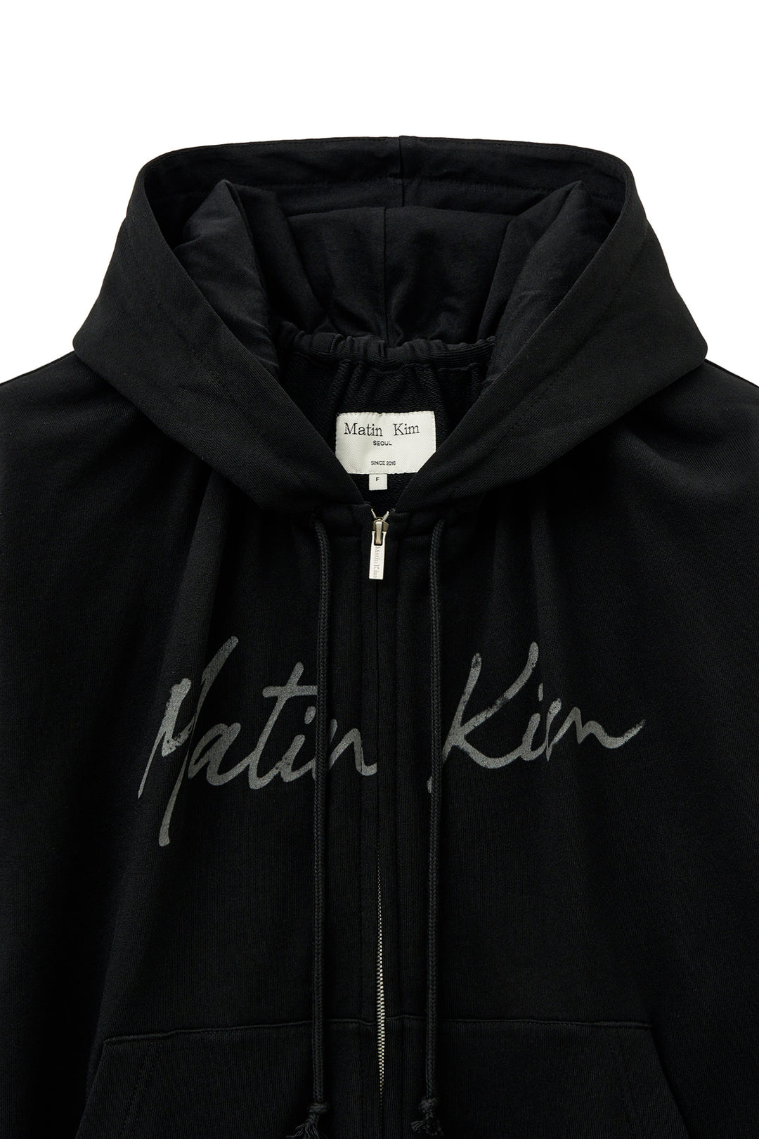 Matin Kim Drawstring Point Zip Up Hoody — Black