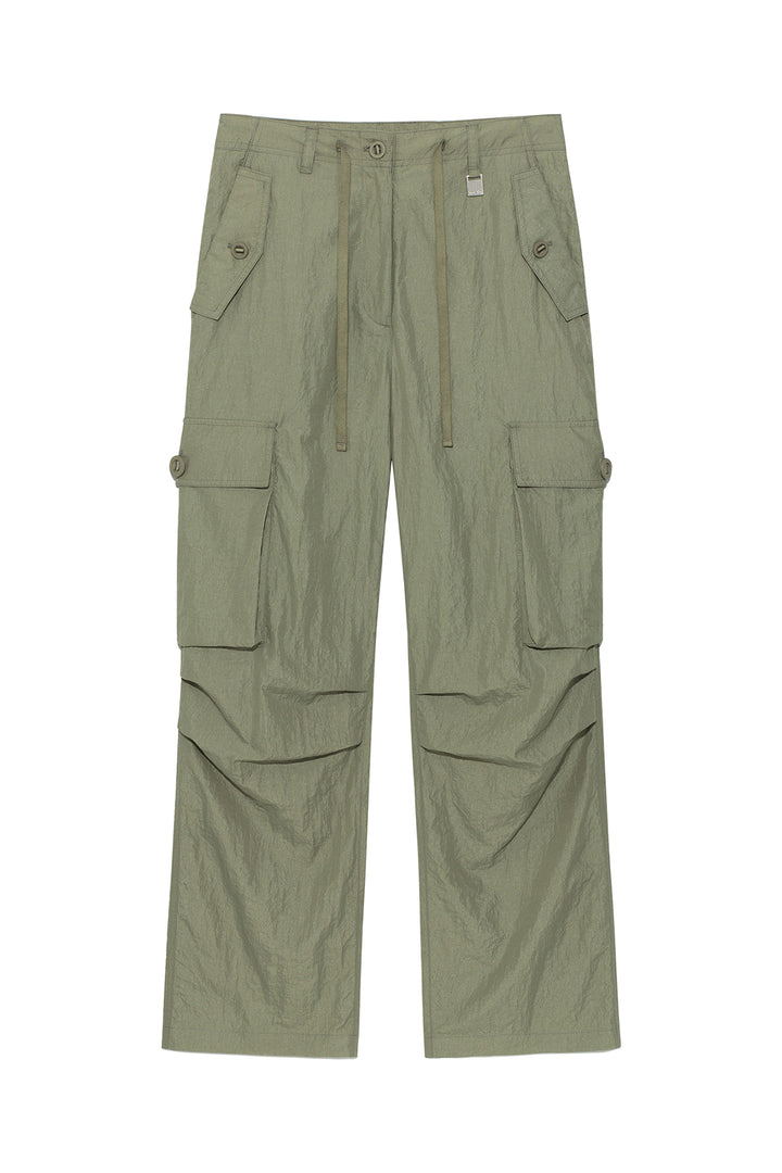 Matin Kim String Nylon Cargo Pants — Khaki