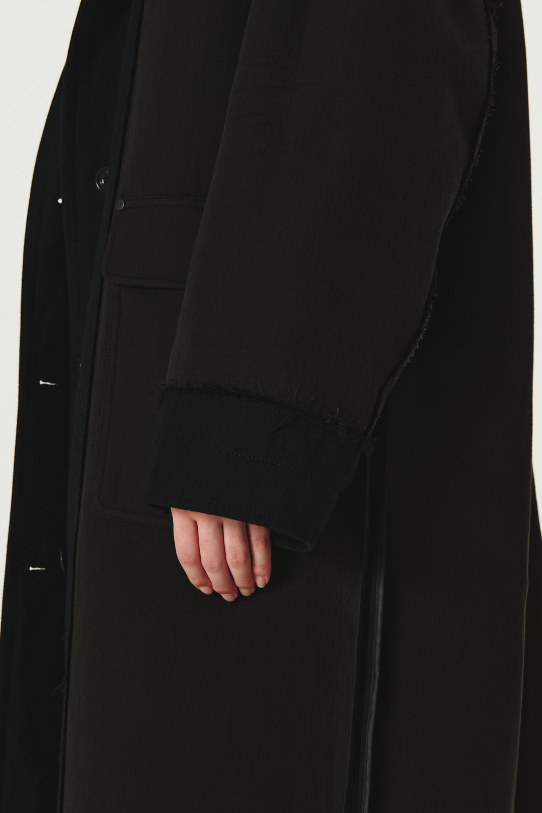 KIMMATIN Reversible Wool Cotton Oversized Coat — Black