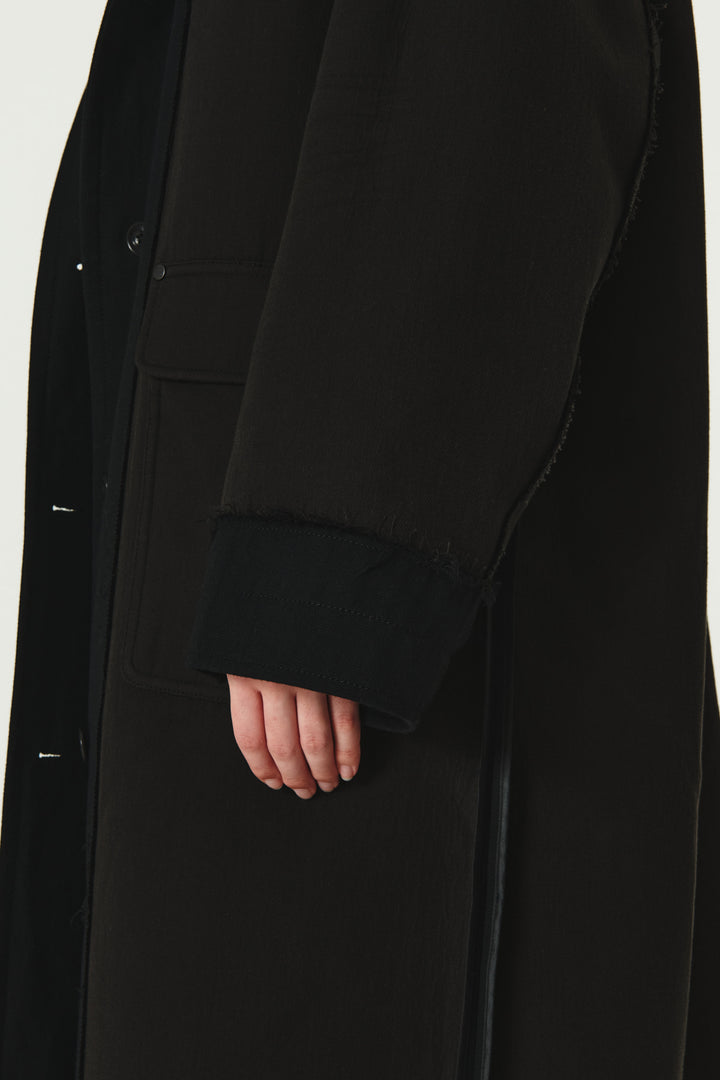 KIMMATIN Reversible Wool Cotton Oversized Coat — Black