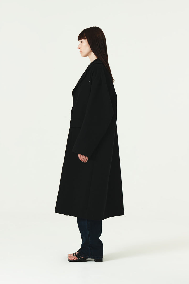 KIMMATIN Reversible Wool Cotton Oversized Coat — Black