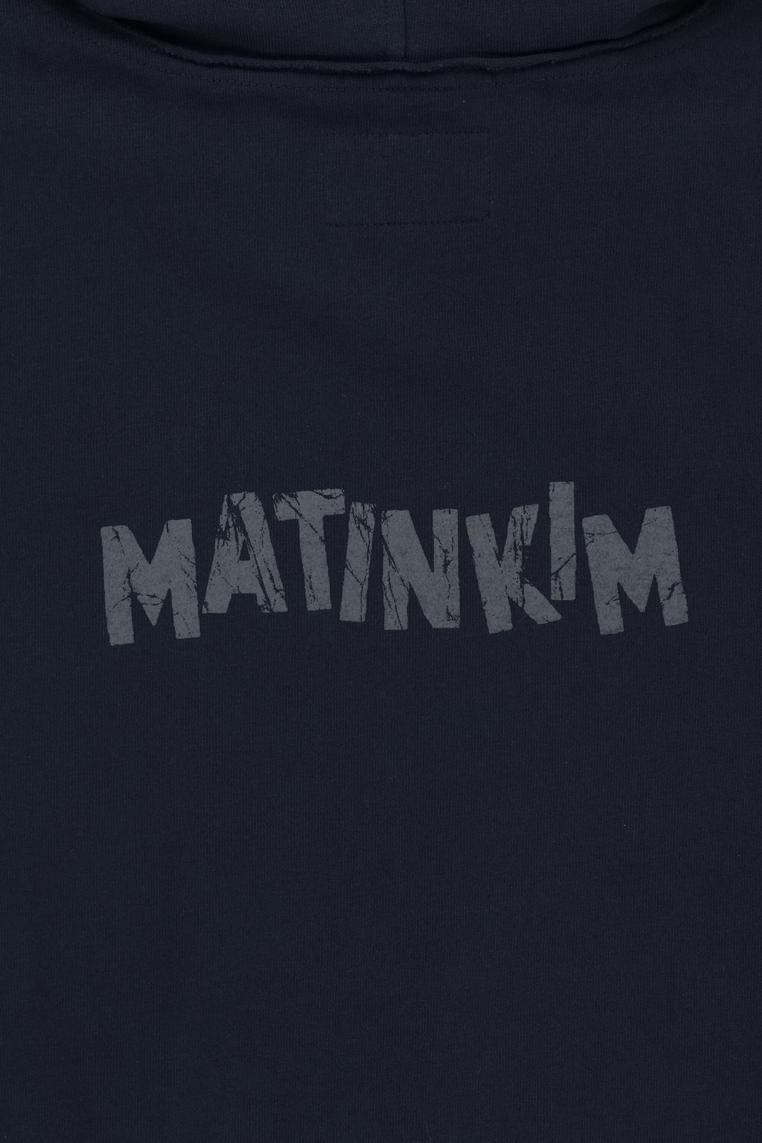 Matin Kim Back Logo Jersey Hood Vest — Navy blue