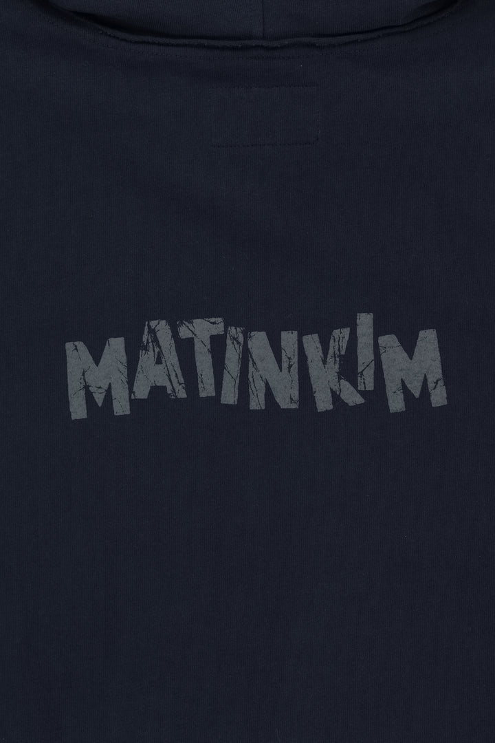 Matin Kim Back Logo Jersey Hood Vest — Navy blue