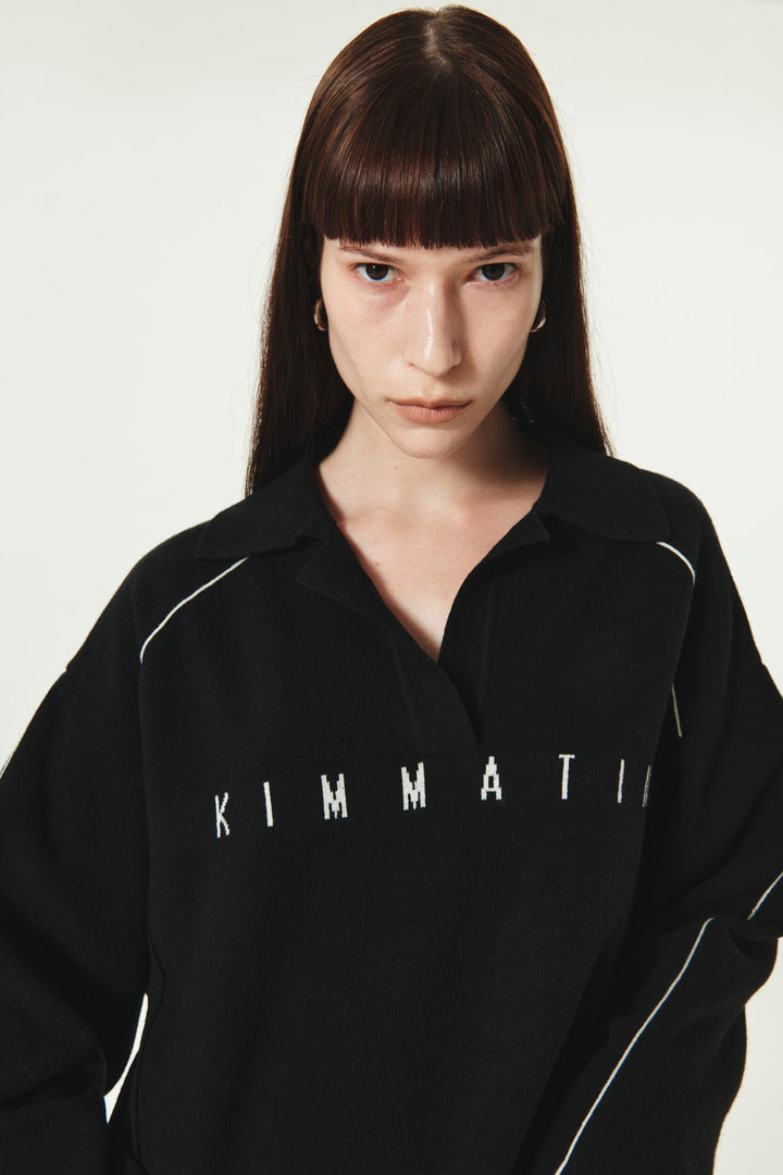 KIMMATIN Oversize Pique Pullover — Black