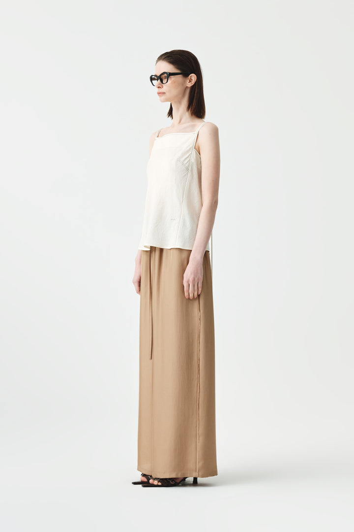 KIMMATIN Square Neck Crinkle Sleeveless — Ivory