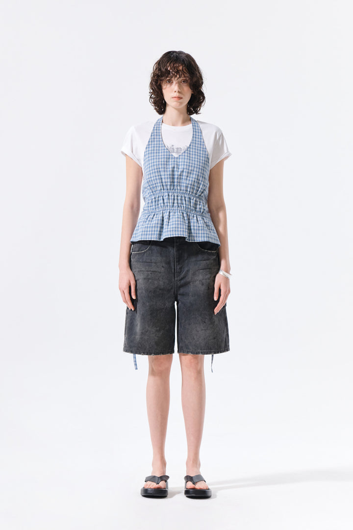 Matin Kim Carpenter Bermuda Denim — Charcoal