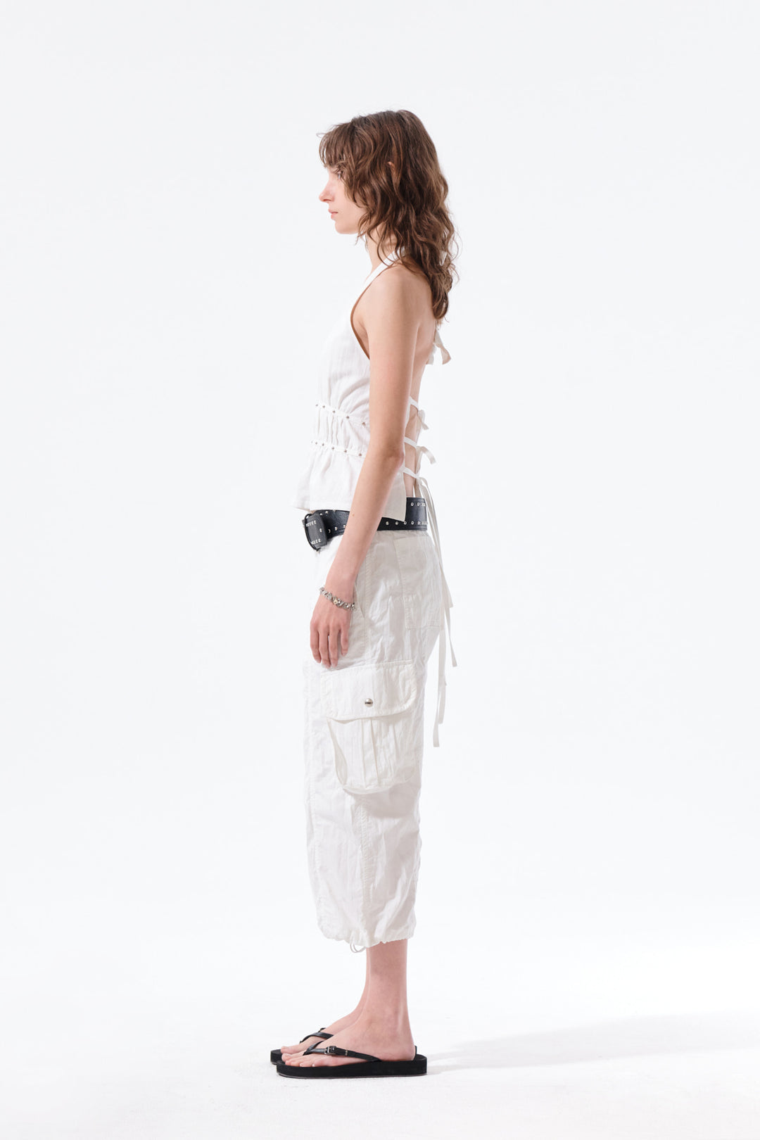 Matin Kim Halter Neck Shirring Blouse — White