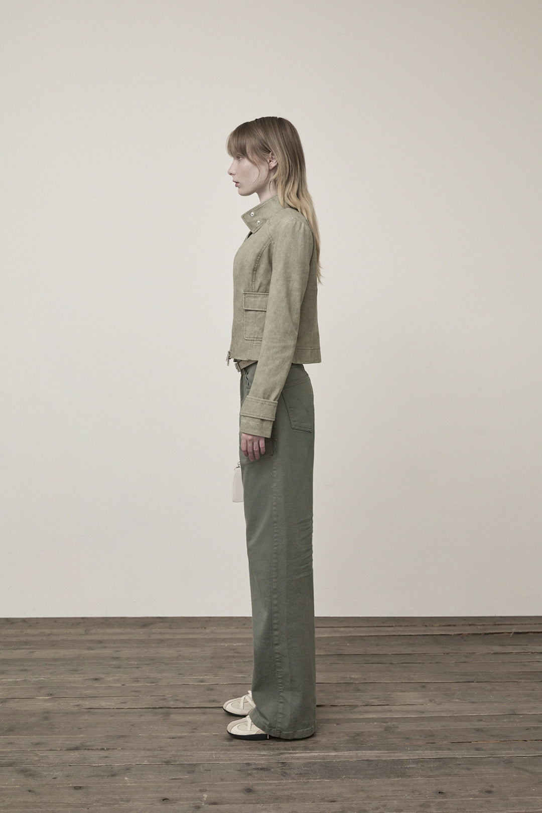 Matin Kim Washed Slim Biker Jumper Light — Khaki