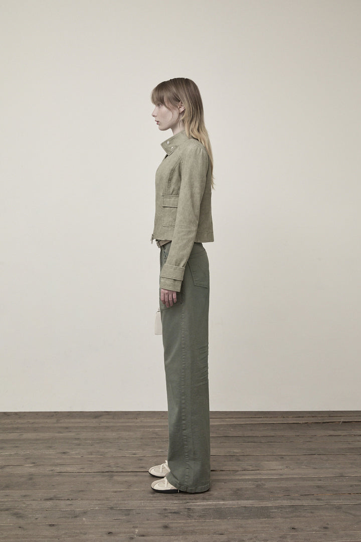 Matin Kim Washed Slim Biker Jumper Light — Khaki