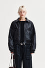 Matin Kim Faux Leather Overshirt — Charcoal