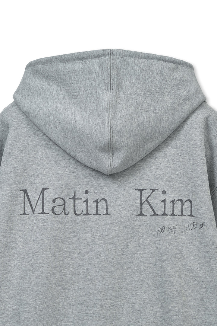 Matin Kim Back Logo Essential Zip Hoodie — Gray