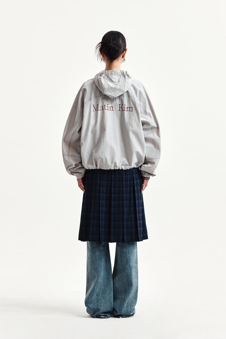 Matin Kim Belted Slit Pleat Skirt — Navy blue