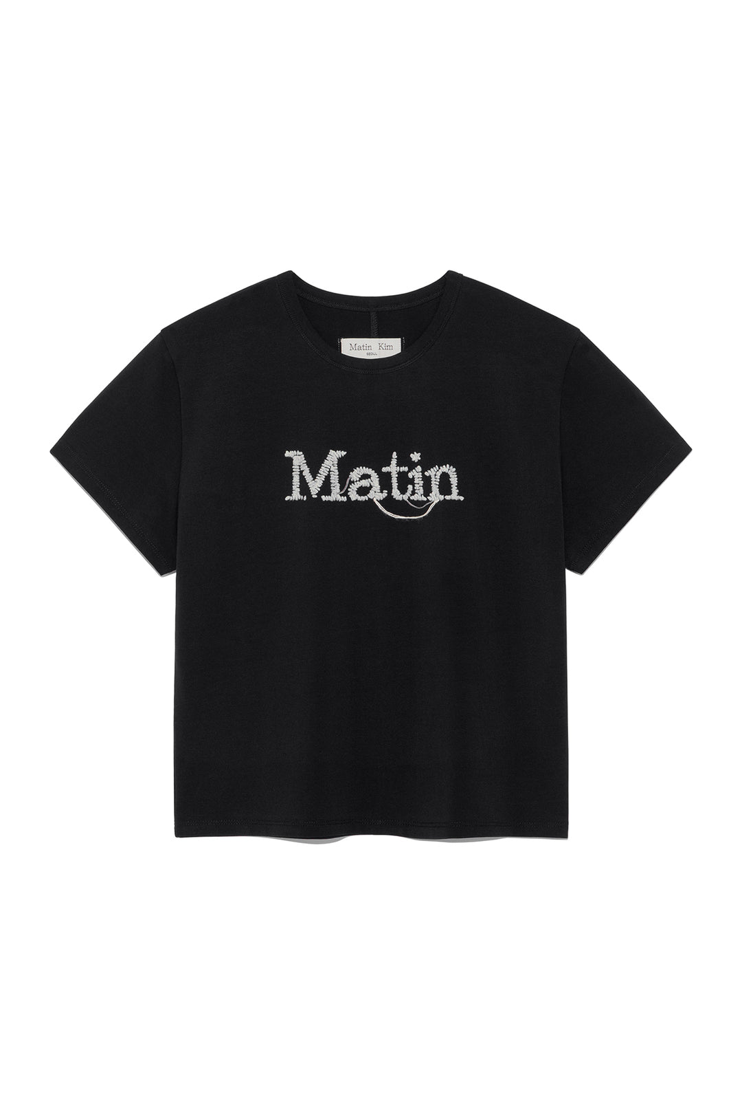 Matin Kim Stitch Printing Detail Crop Top — Black