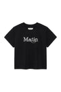 Matin Kim Stitch Printing Detail Crop Top — Black