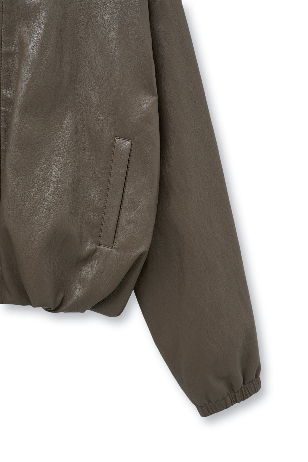 Matin Kim Faux Leather Hoody Crop Jumper — Brown
