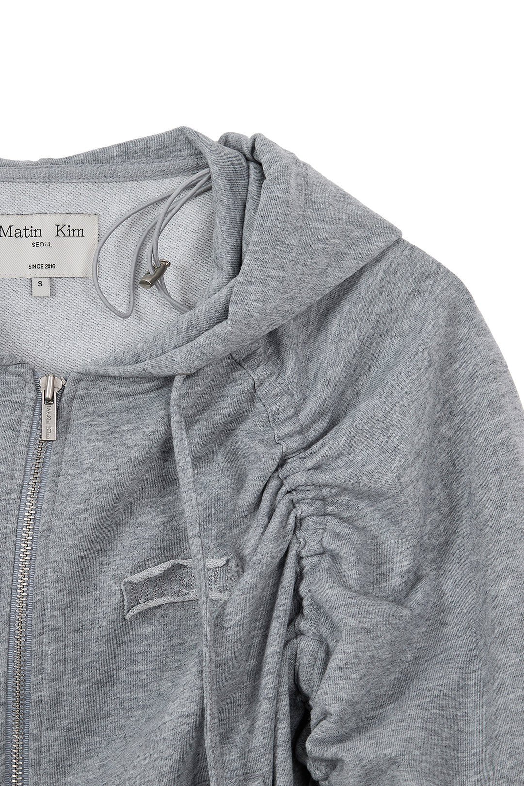 Matin Kim Sleeve String Detail Zip Hoody — Gray