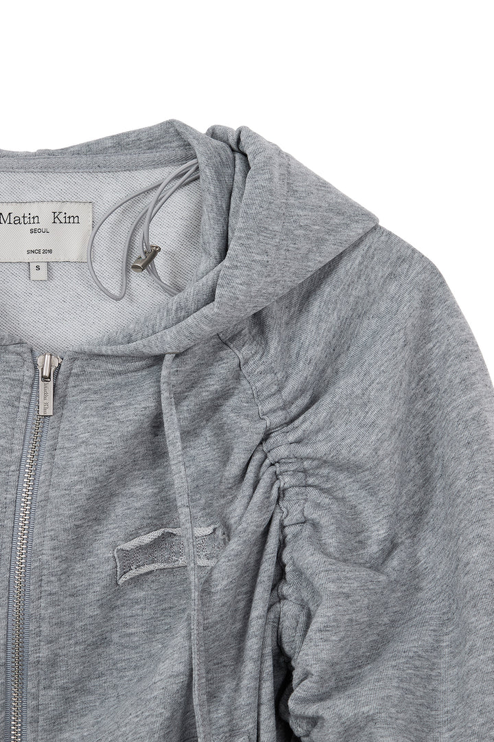 Matin Kim Sleeve String Detail Zip Hoody — Gray