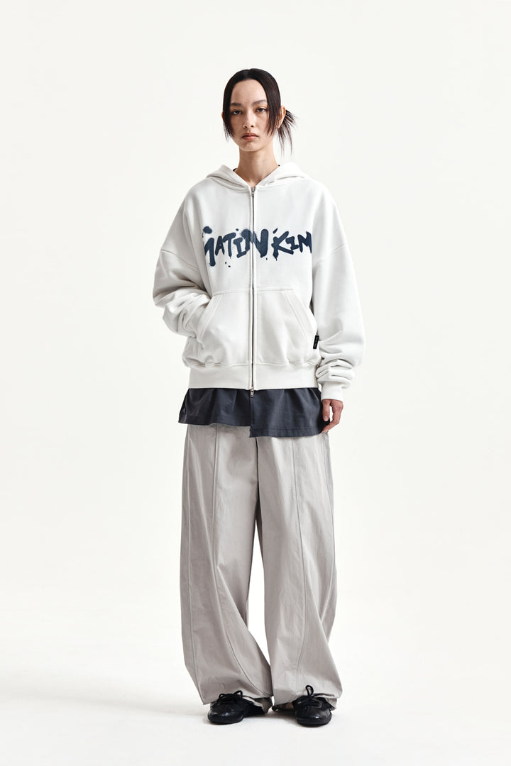 Matin Kim Graffiti Logo Zip Hoodie — White