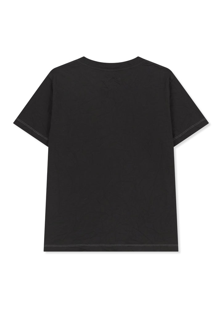 Matin Kim Lettering Graffiti Crease Top — Black