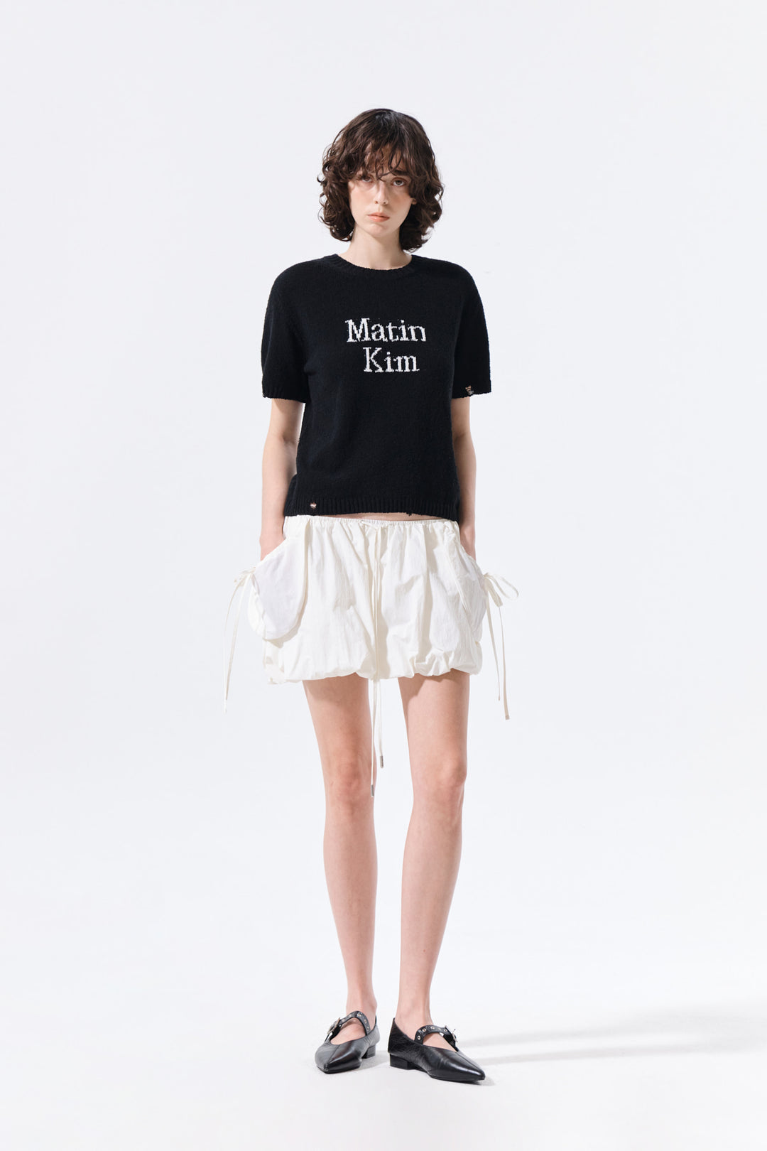 Matin Kim Half Sleeve Logo Pullover — Black