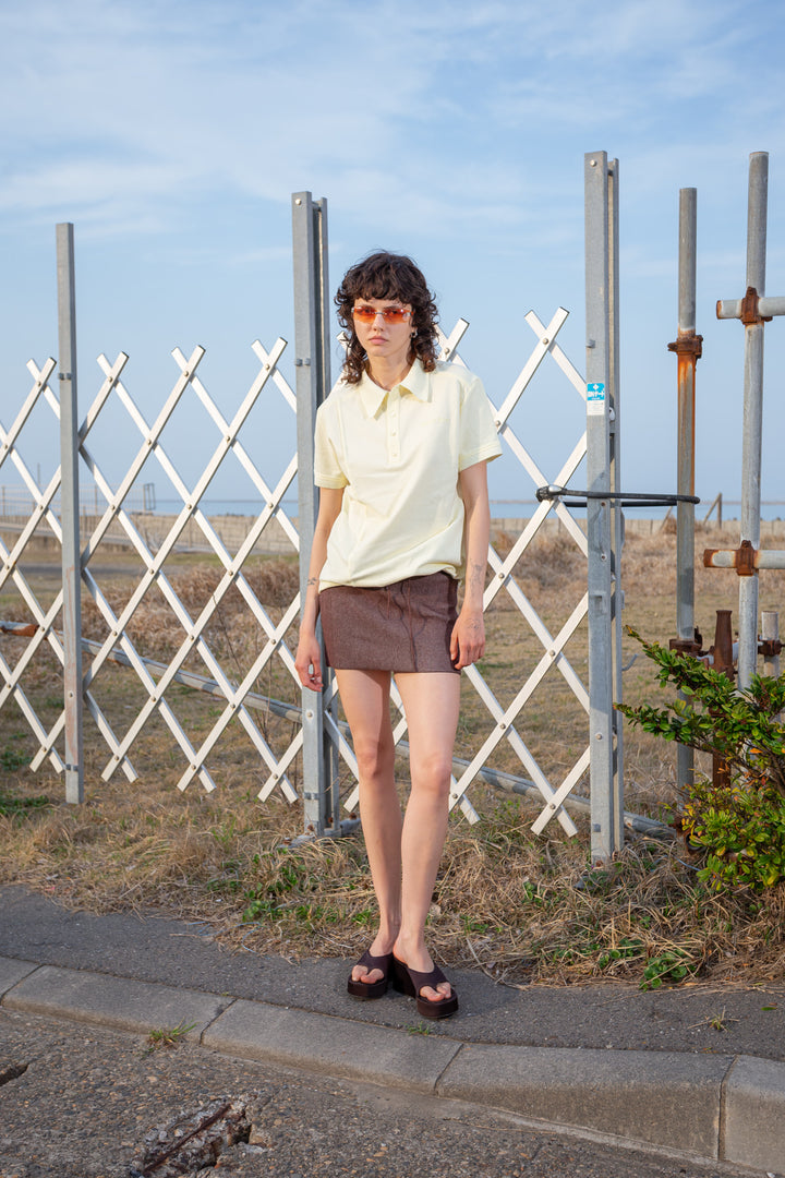 Matin Kim Two Tone Banding Knit Mini Skirt — Brown