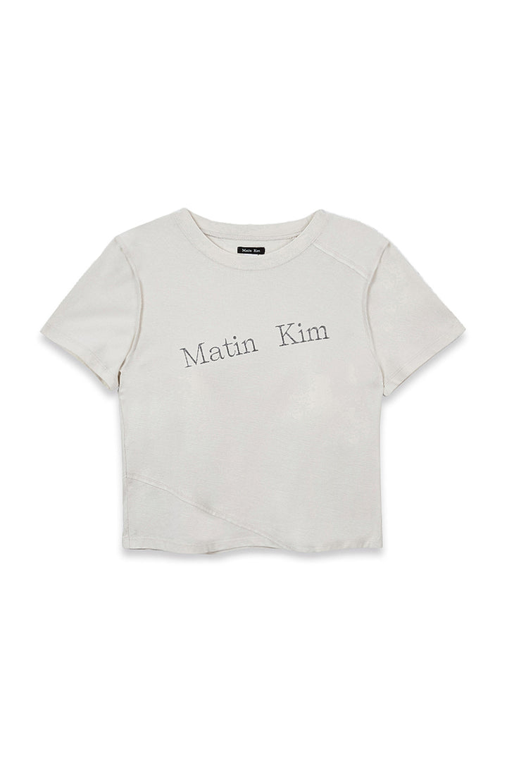 Matin Kim Diagonal Logo Reversible Crop Top — Ivory