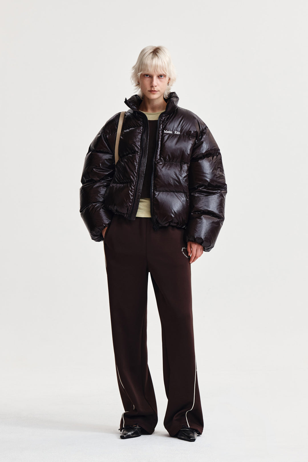 Matin Kim Small Logo Volume Down Jumper — Brown