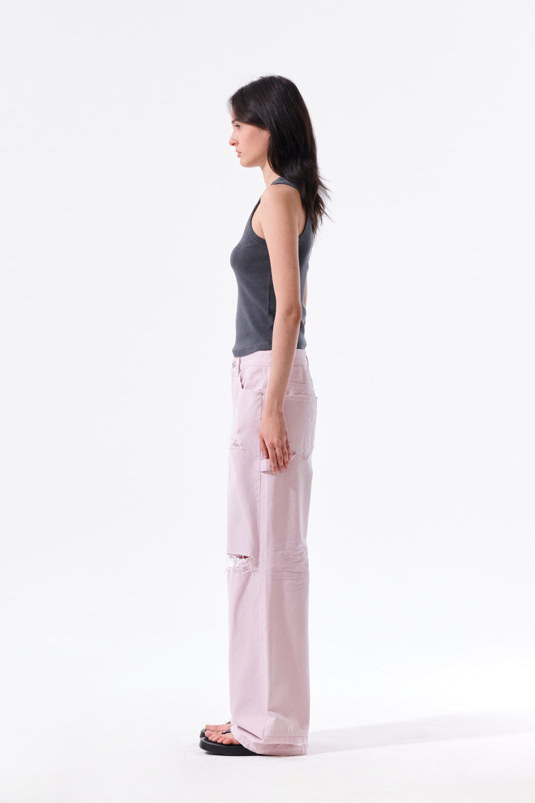 Matin Kim Destroyed Color Dyeing Denim — Pink