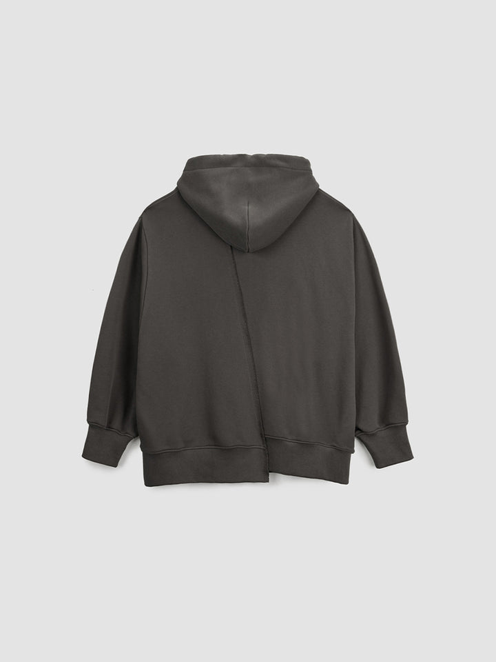 KIMMATIN Blurred Logo Raw Cut Oversize Hoody — Charcoal