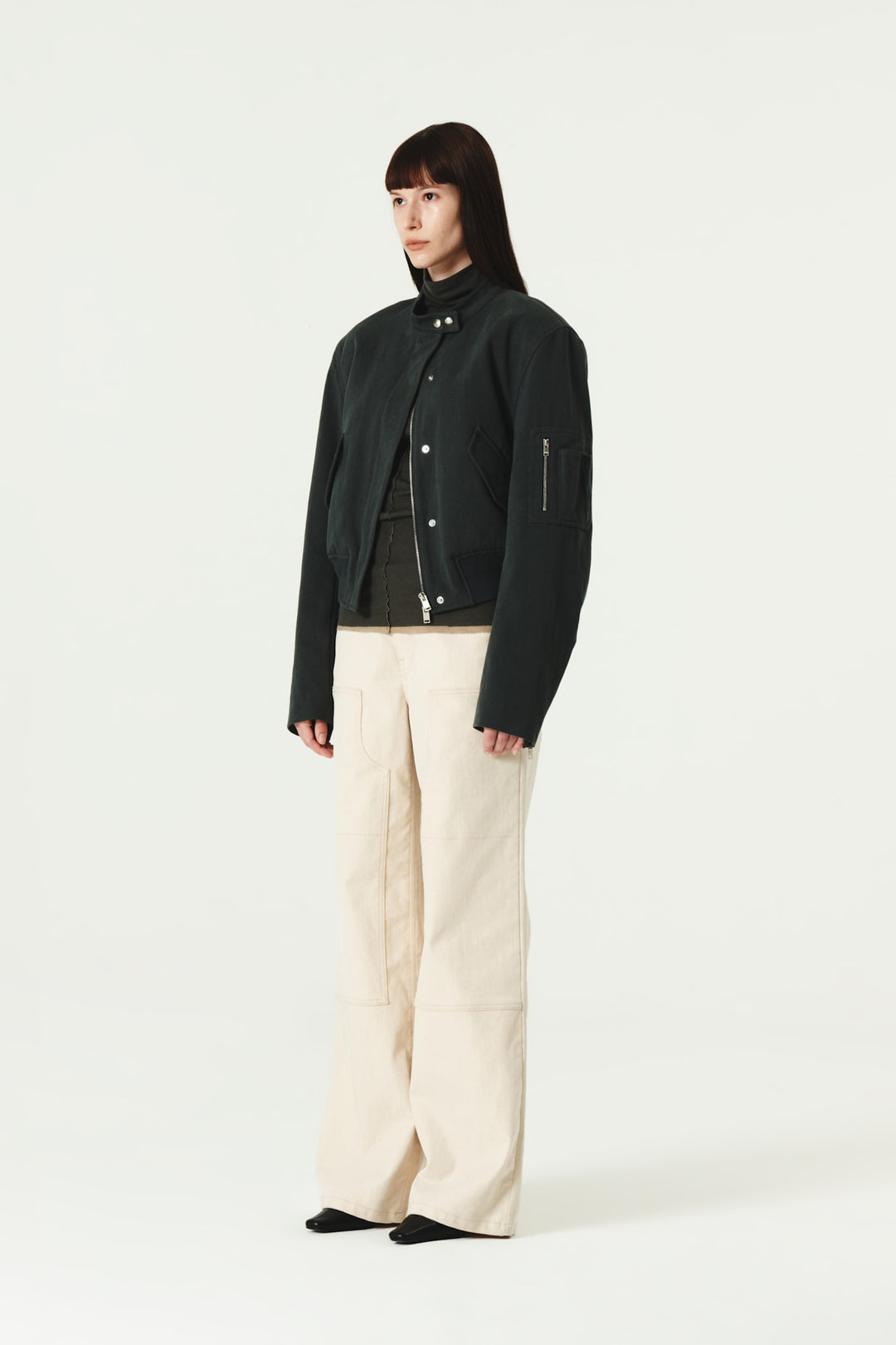 KIMMATIN Washed Crop Bomber Jumper — Gray