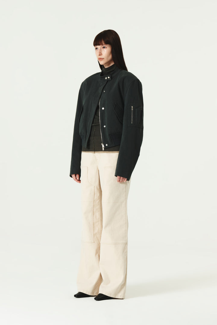KIMMATIN Washed Crop Bomber Jumper — Gray