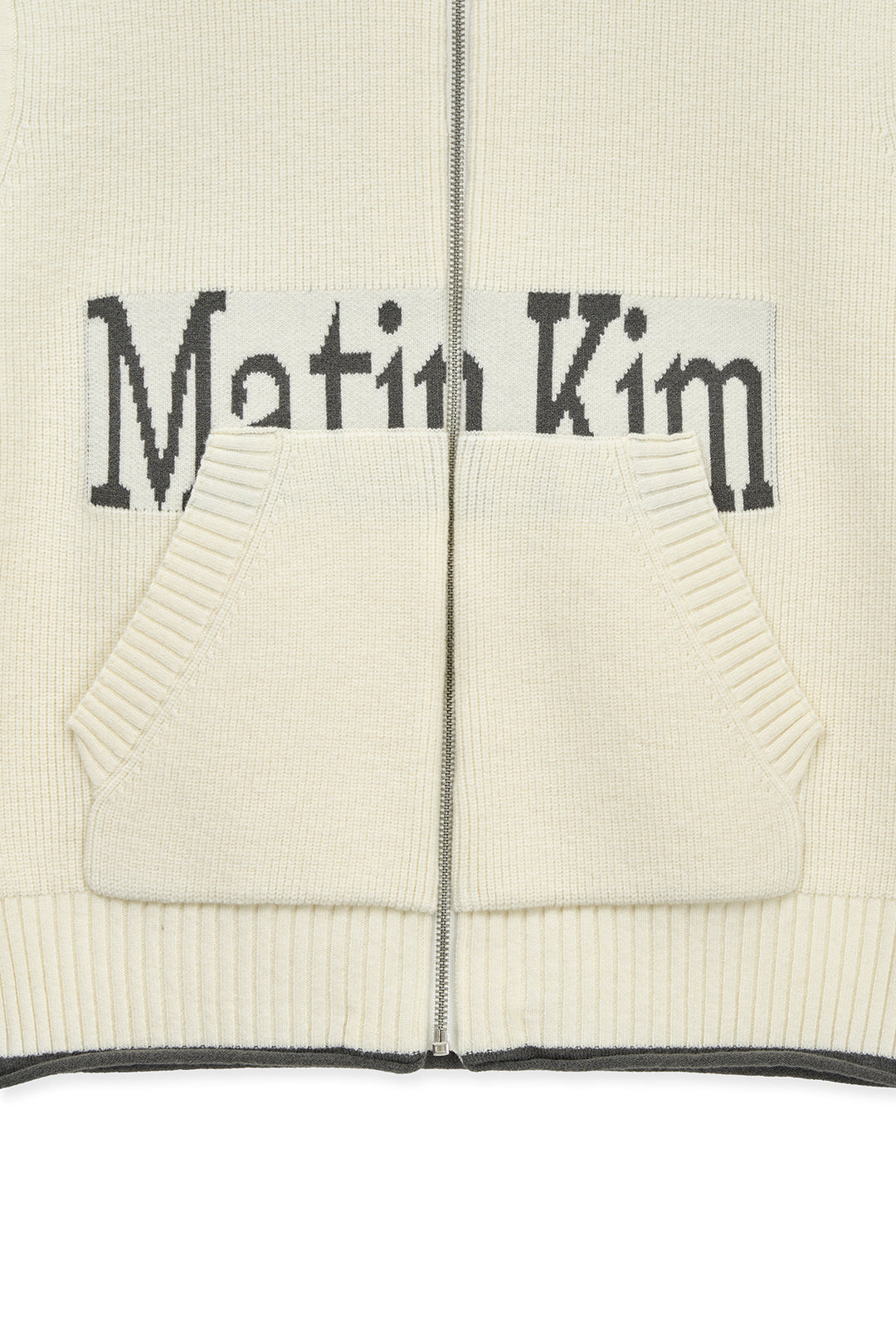 Matin Kim Spell Point Knit Zip Up Vest — Ivory