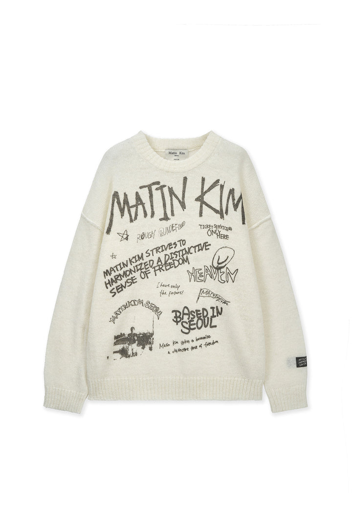 Matin Kim Graffiti Artwork Knit Pullover — Ivory