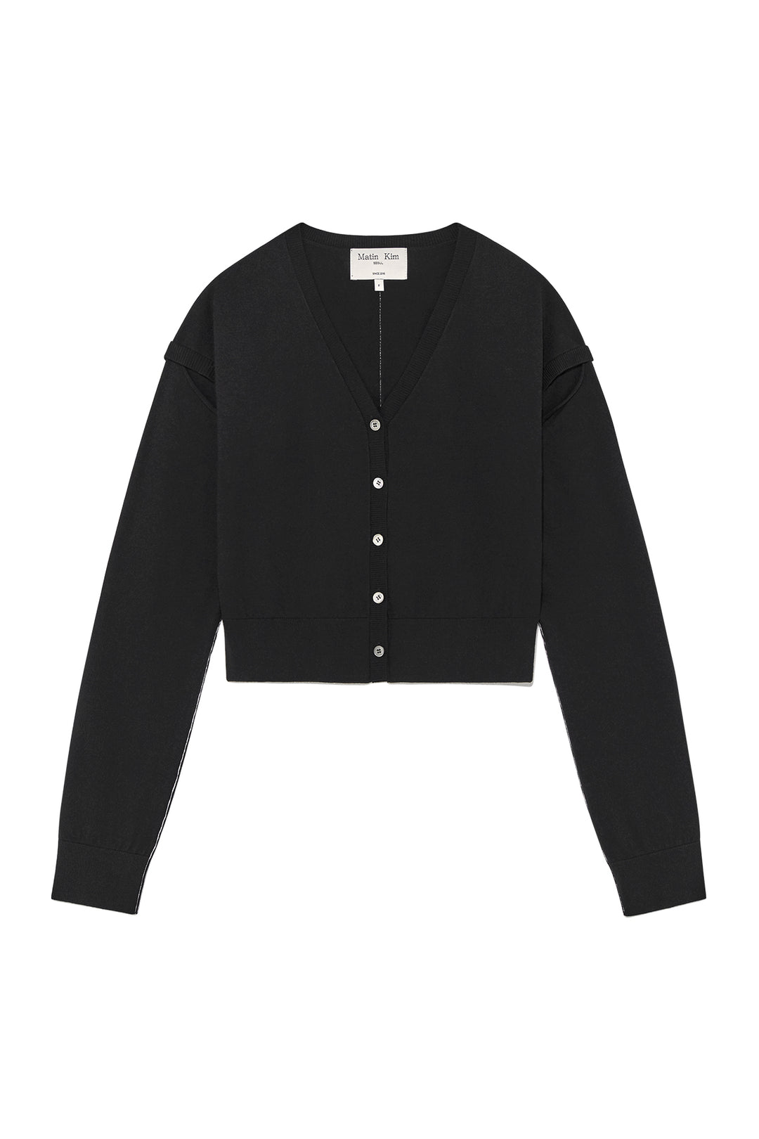 Matin Kim Slit Detail Button Cardigan — Black