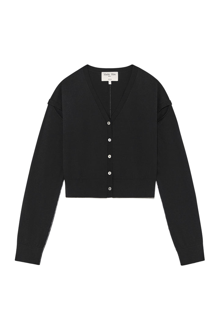Matin Kim Slit Detail Button Cardigan — Black