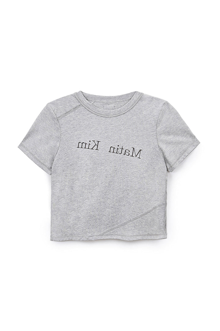 Matin Kim Diagonal Logo Reversible Crop Top — Gray