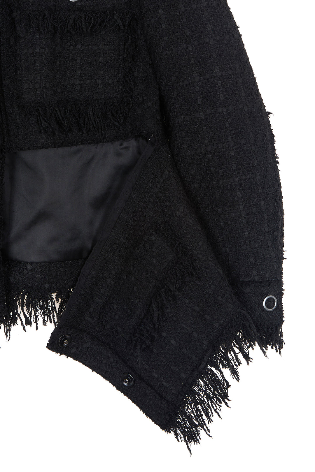 Matin Kim Two Way Collarless Tweed Jacket — Black