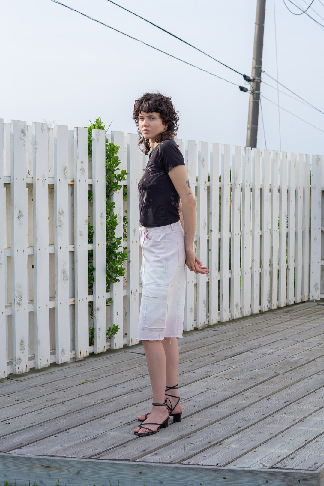 Matin Kim See Through Printing Top — Black