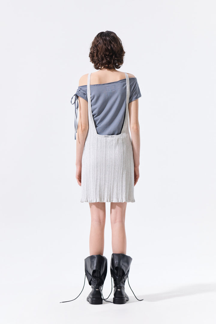 Matin Kim Open Back Ribbed Knit Dress — Light Grey