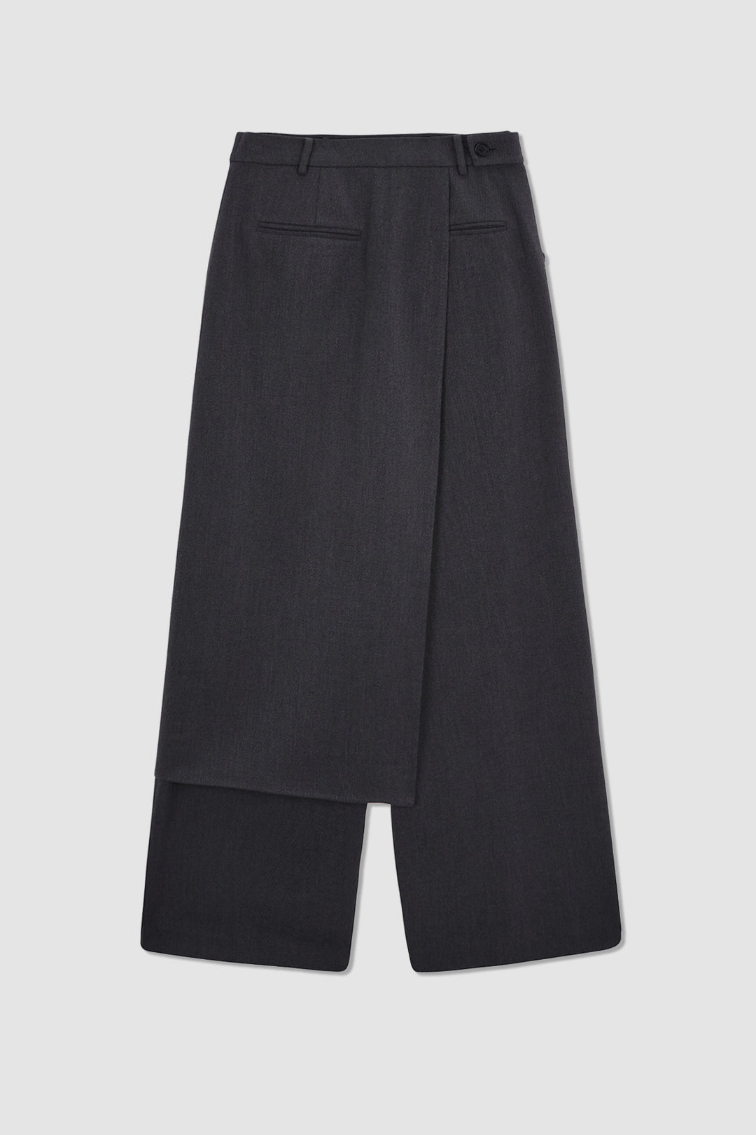 KIMMATIN Skirt Wrap Layered Pants — Gray
