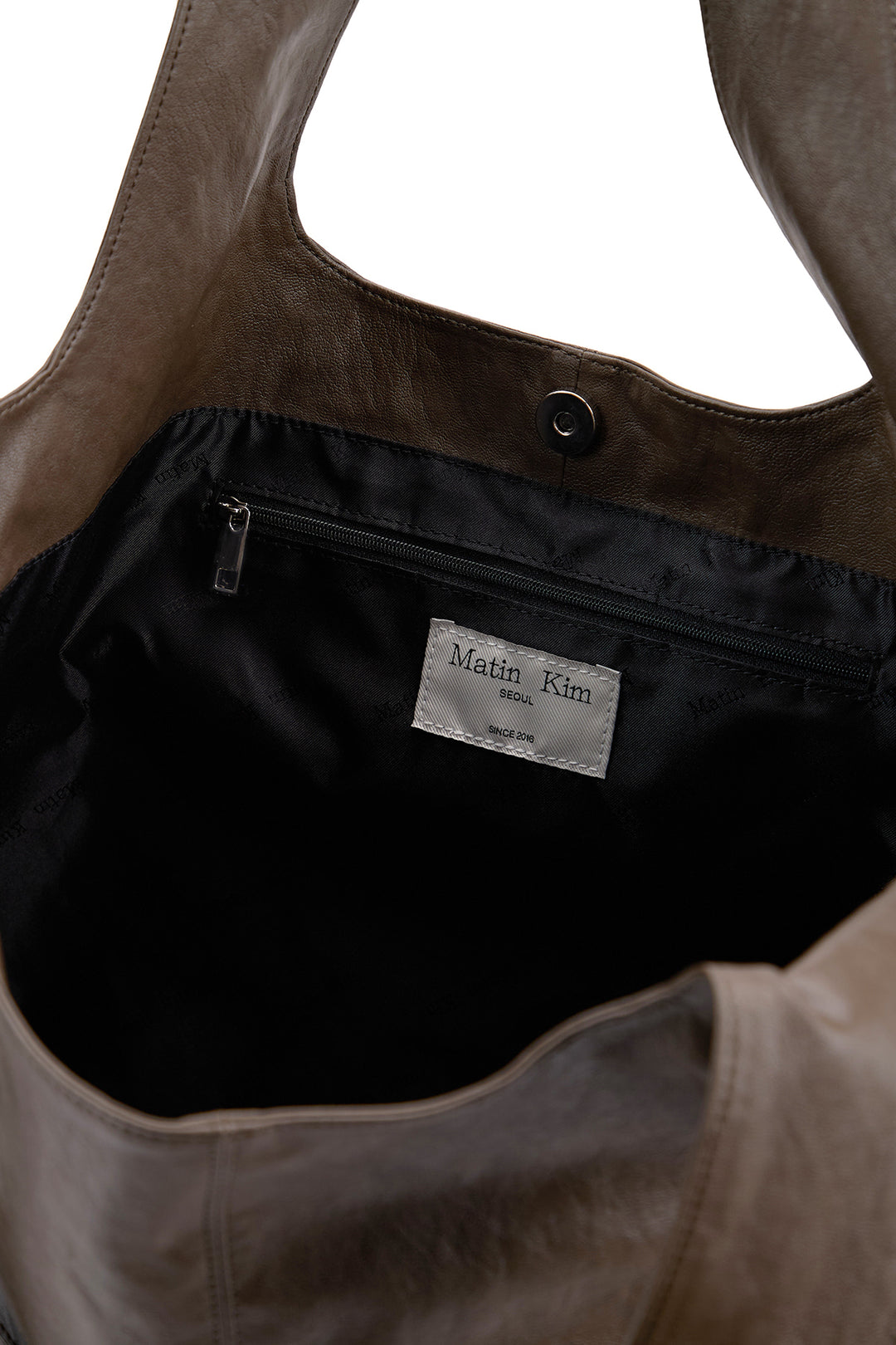 Matin Kim Side String Leather Shoulder Bag — Brown