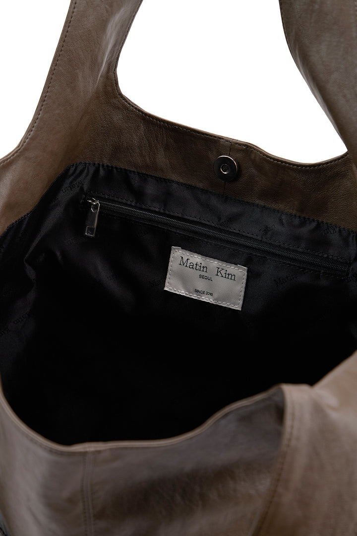 Matin Kim Side String Leather Shoulder Bag — Brown