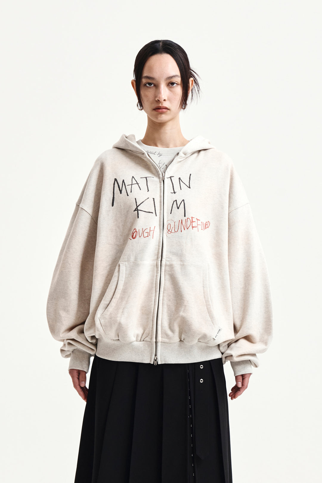 Matin Kim Vintage Washed Graffiti Zip Hoody — Beige