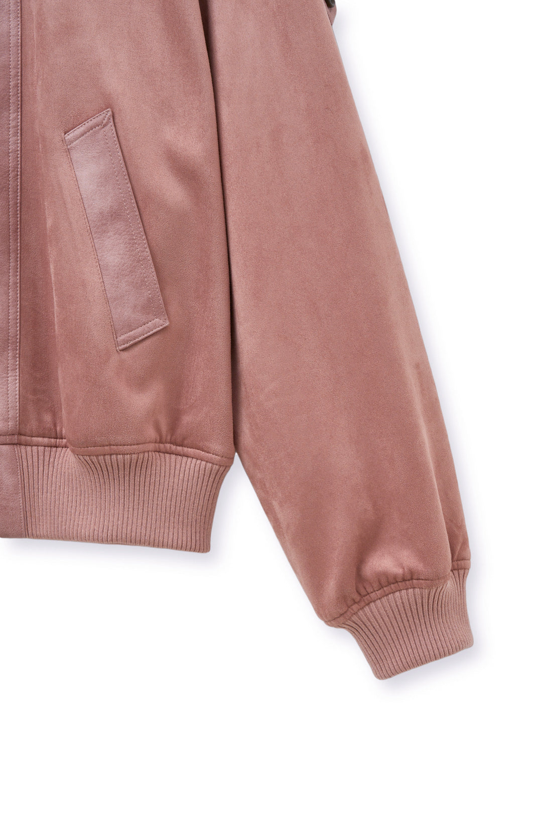 Matin Kim Suede Mix Leather Zip Jumper — Pink