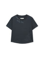 Matin Kim Graffiti Round Hem Crop Top — Navy blue