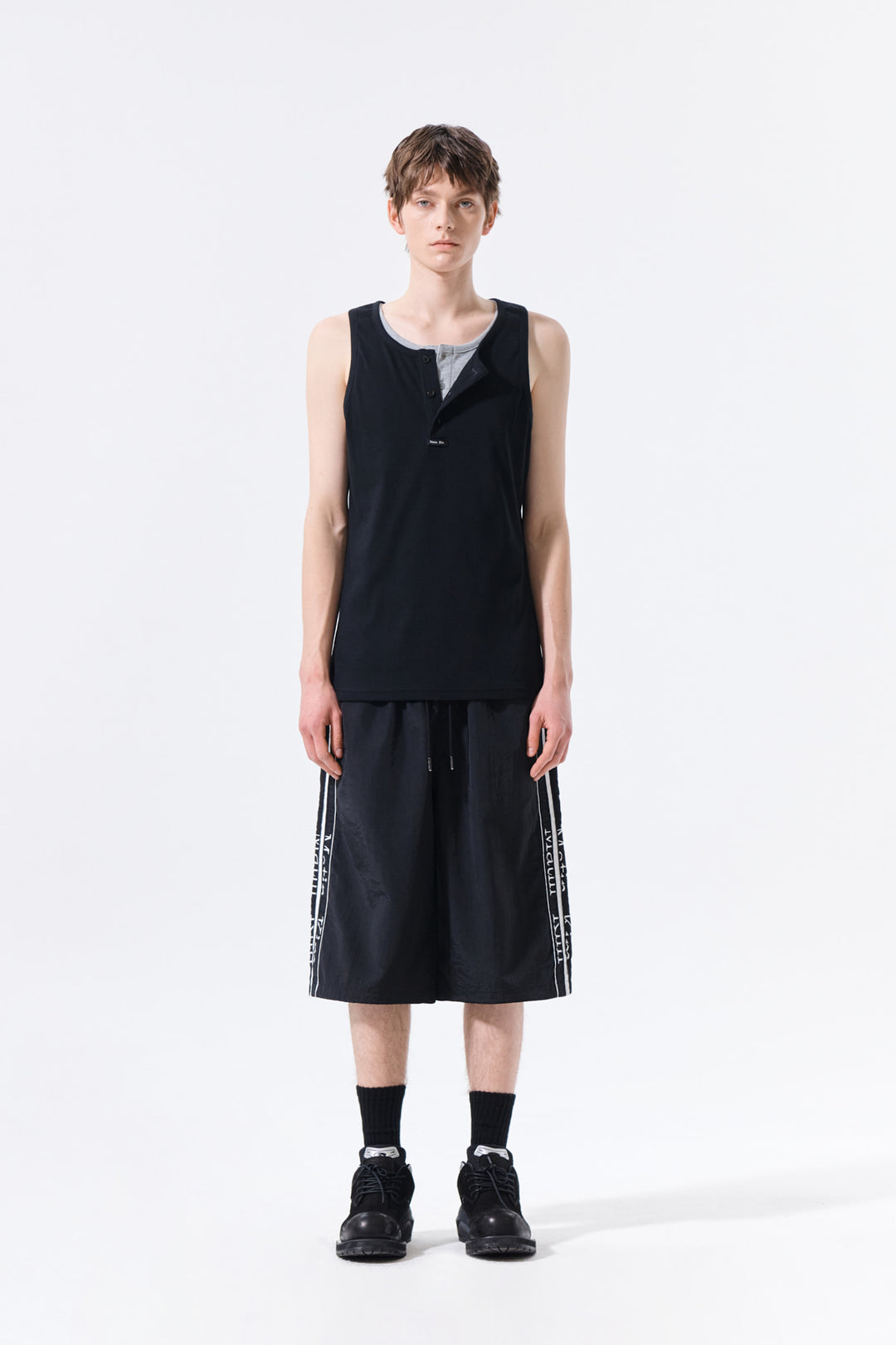 Matin Kim Side Logo Bermuda Track Pants — Black